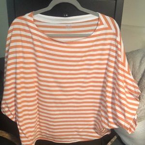 Planet by Lauren G striped crop top with batwing sleeves